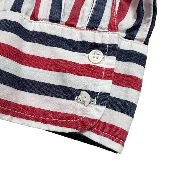 XiRENA Striped Button Down Shirt SIZE XS RED WHITE BLUE LS Top USA FLAW - Picture 5 of 14